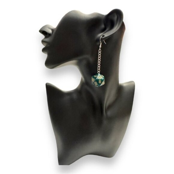D20 Dice Earrings Dungeons and Dragons TRRPG RPG - Picture 4 of 4